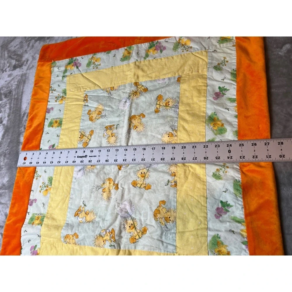 Vintage Suzy Stafford Baby Duckling Dandelion Baby Quilt Soft Blanket Border